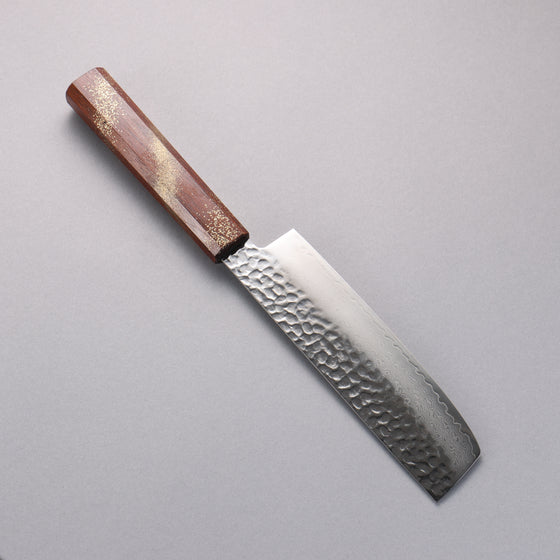 Sakai Takayuki VG10 33 Layer Damascus Nakiri 160mm Live oak Lacquered (Seiren) Handle - Japanny - Best Japanese Knife