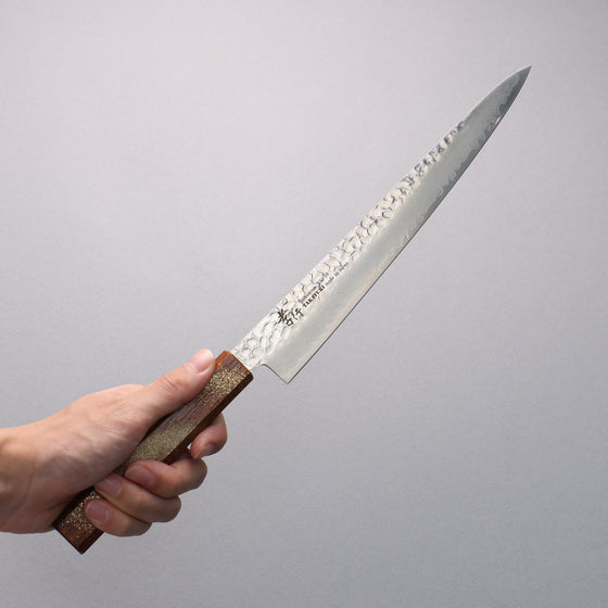 Sakai Takayuki VG10 33 Layer Damascus Sujihiki 240mm Live oak Lacquered (Seiren) Handle - Japanny - Best Japanese Knife