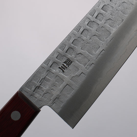 Nao Yamamoto Silver Steel No.3 Nashiji Hammered(square) Gyuto  210mm Red Pakka wood Handle - Japanny - Best Japanese Knife