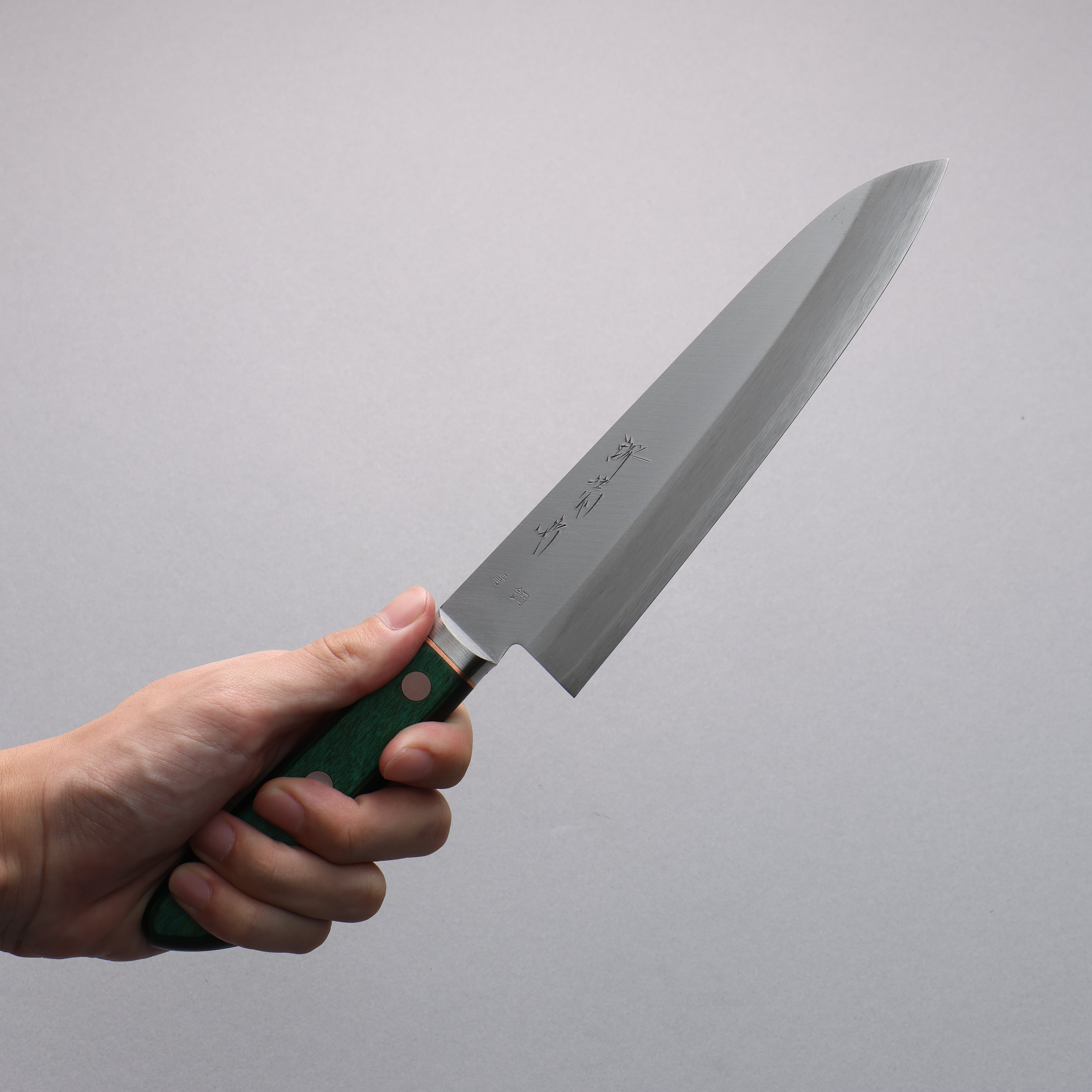 Sakai Kikumori Blue Steel No.1 Gyuto 175mm Green Pakka wood Handle