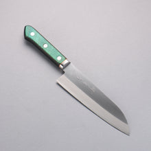  Sakai Kikumori Blue Steel No.1 Santoku 165mm Green Pakka wood Handle - Japanny - Best Japanese Knife