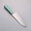 Sakai Kikumori Blue Steel No.1 Santoku 165mm Green Pakka wood Handle - Japanny - Best Japanese Knife