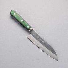  Sakai Kikumori Blue Steel No.1 Small Santoku 140mm Green Pakka wood Handle - Japanny - Best Japanese Knife