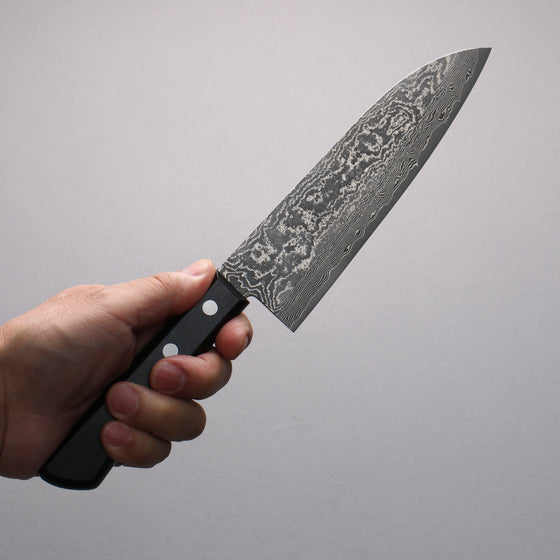 Nao Yamamoto VG10 Black Damascus Santoku  170mm Black Pakka wood Handle - Japanny - Best Japanese Knife