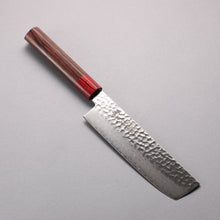  Sakai Takayuki VG10 33 Layer Hammered Damascus Nakiri  160mm Rosewood (ferrule: Red Pakka wood) Handle - Japanny - Best Japanese Knife