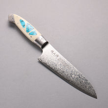  Kajin ZDP189 Damascus Migaki Finished Santoku  165mm Corian with Turquoise Inlay Handle - Japanny - Best Japanese Knife