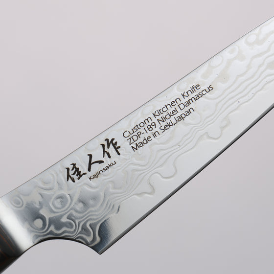 Kajin ZDP189 Damascus Migaki Finished Petty-Utility  95mm Abalone Inlay Handle - Japanny - Best Japanese Knife