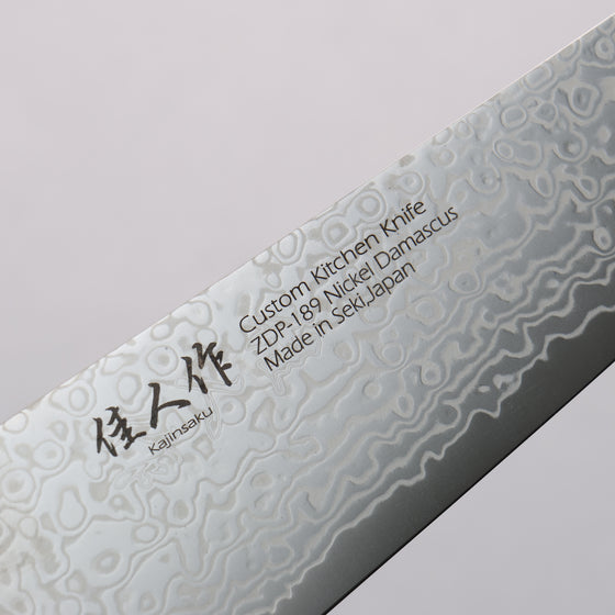 Kajin ZDP189 Damascus Migaki Finished Kiritsuke Gyuto  210mm Abalone Inlay Handle - Japanny - Best Japanese Knife