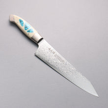  Kajin ZDP189 Damascus Migaki Finished Kiritsuke Gyuto  210mm Corian with Turquoise Inlay Handle - Japanny - Best Japanese Knife