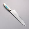 Kajin ZDP189 Damascus Migaki Finished Kiritsuke Gyuto  210mm Corian with Turquoise Inlay Handle - Japanny - Best Japanese Knife