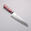 Seisuke Kagami2 AUS10 Mirrored Finish Damascus Santoku  180mm Red Pakka wood Handle - Japanny - Best Japanese Knife