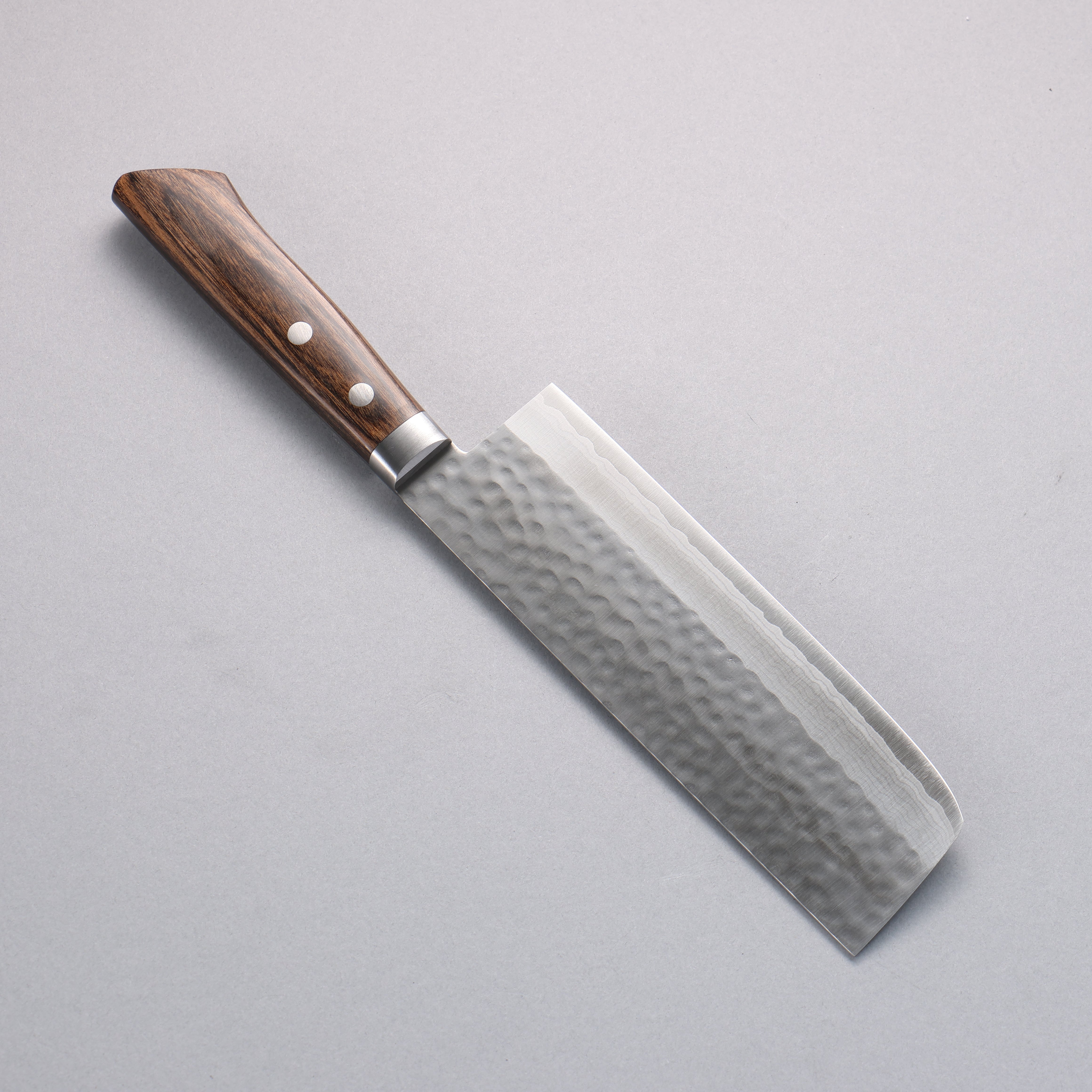 Kunihira Kokuryu VG10 Hammered Damascus Nakiri 165mm Scotch Pakka wood Handle - Japanny - Best Japanese Knife