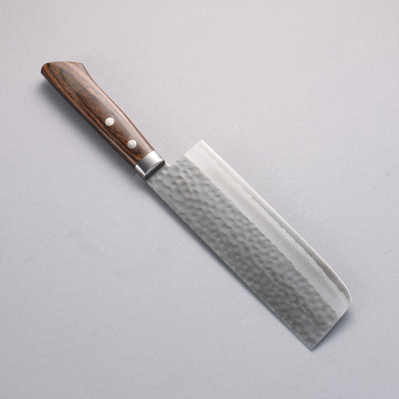 Kunihira Sairyu VG10 Damascus Nakiri  165mm Scotch Pakka wood Handle - Japanny - Best Japanese Knife