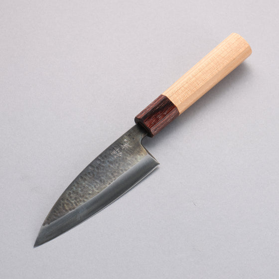 Fukube Shinbu Magomitsu Blue Steel No.2 Hammered Black Finished Deba  120mm Keyaki (Japanese Elm) Handle - Japanny - Best Japanese Knife