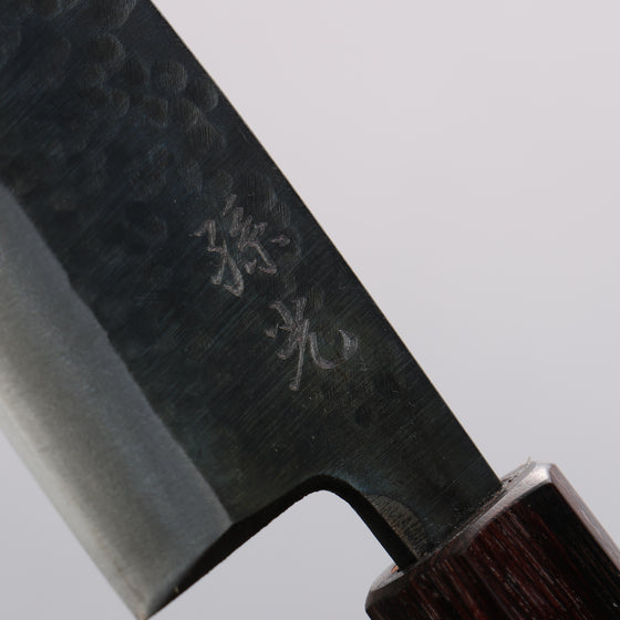 Fukube Shinbu Magomitsu Blue Steel No.2 Hammered Black Finished Deba  120mm Keyaki (Japanese Elm) Handle - Japanny - Best Japanese Knife