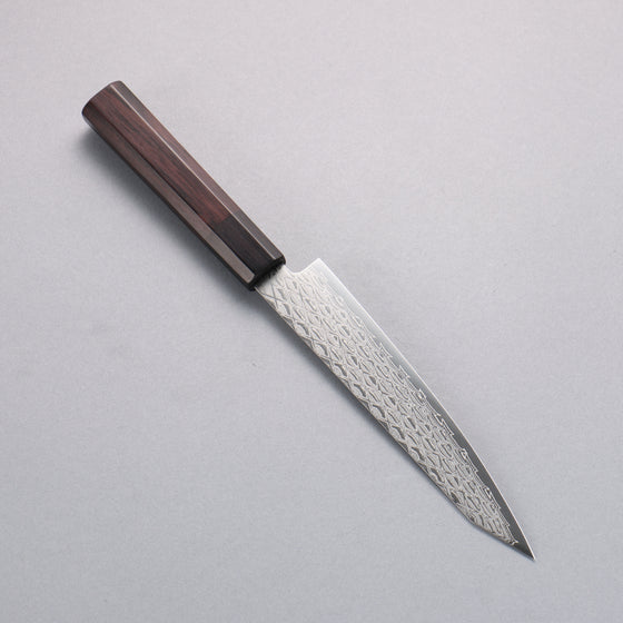 Seisuke AUS10 Mirror Crossed Petty-Utility  150mm Rosewood (Ferrule: Black Pakka Wood) Handle - Japanny - Best Japanese Knife