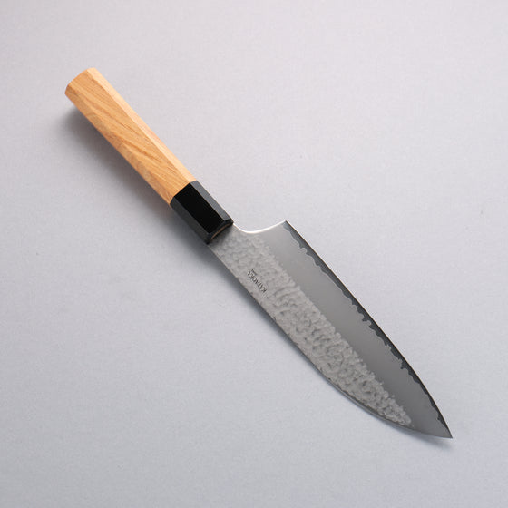 Sakai Takayuki VG5 Hammered Santoku  165mm Magnolia  (Ferrule: Black Plastic) Handle Kataoka - Japanny - Best Japanese Knife