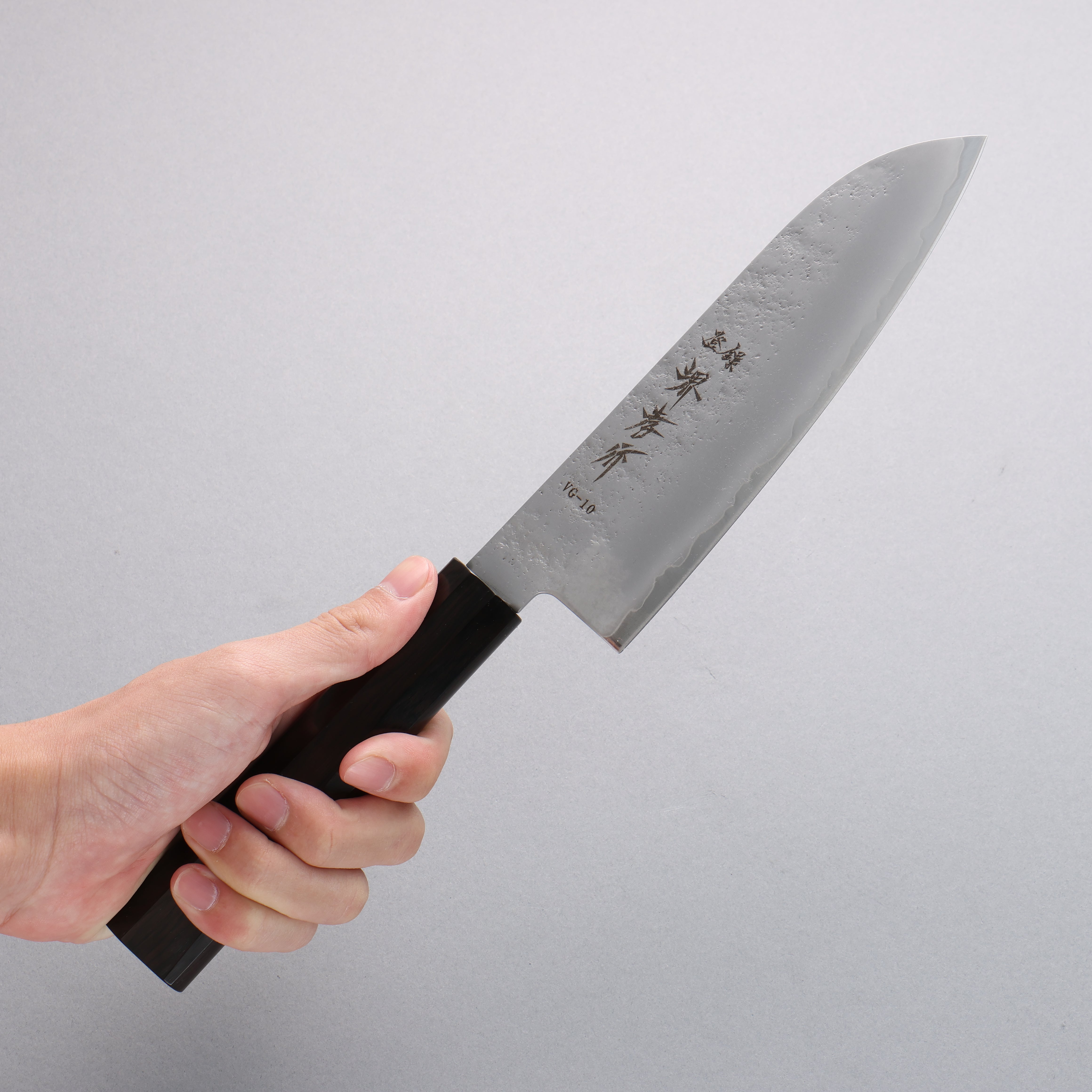 Sakai Takayuki VG10 Nashiji Santoku  170mm Ebony Wood Handle - Japanny - Best Japanese Knife