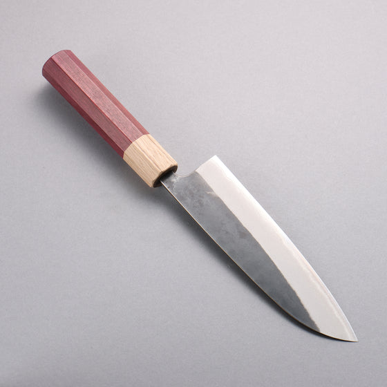 Seisuke Blue Steel No.2 Black Finished Santoku  170mm Purpleheart (Ferrule: Oak) Handle - Japanny - Best Japanese Knife