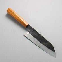  Isamitsu Abe White Steel No.1 Hammered Santoku  180mm Japanese Elm (pentagonal) Handle - Japanny - Best Japanese Knife