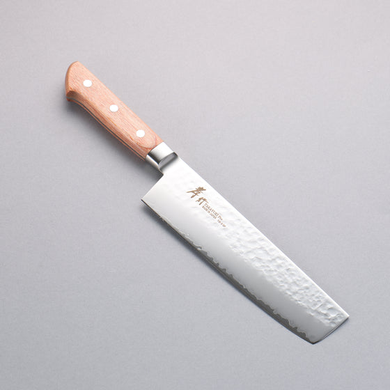 Sakai Takayuki VG5 Hammered Nakiri 180mm Brown Pakka wood Handle - Japanny - Best Japanese Knife