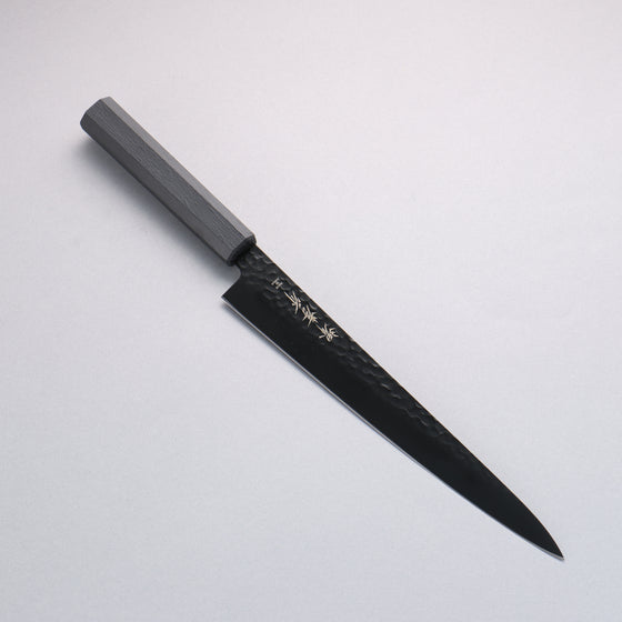 Sakai Takayuki Kurokage VG10 Hammered Teflon Coating Sujihiki 240mm Black Lacquered Handle - Japanny - Best Japanese Knife