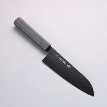  Sakai Takayuki Kurokage VG10 Hammered Teflon Coating Santoku 170mm Black Lacquered Handle - Japanny - Best Japanese Knife