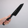 Sakai Takayuki Kurokage VG10 Hammered Teflon Coating Kiritsuke Santoku 160mm Black Lacquered Handle - Japanny - Best Japanese Knife