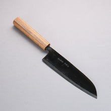  Nakaniida White Steel No.2 Black Finished Santoku 180mm Oak Handle - Japanny - Best Japanese Knife