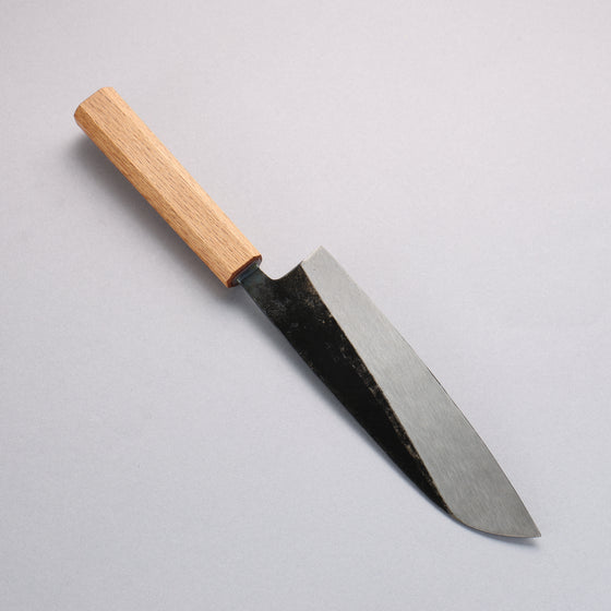 Nakaniida White Steel No.2 Black Finished Santoku 180mm Oak Handle - Japanny - Best Japanese Knife