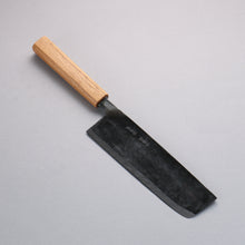  Nakaniida White Steel No.2 Black Finished Nakiri 180mm Oak Handle - Japanny - Best Japanese Knife