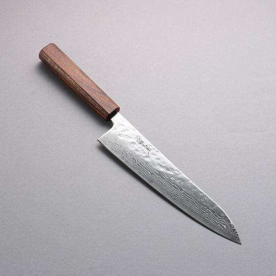 Seisuke Stainless Steel 440C Hammered Damascus Gyuto 210mm Oak Handle - Japanny - Best Japanese Knife