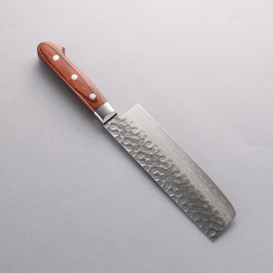 Seisuke VG10 17 Layer Damascus Nakiri 165mm Mahogany Handle - Japanny - Best Japanese Knife