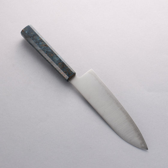 Seisuke Blue Super Migaki Polish Finish Santoku 180mm Stabilized wood Handle - Japanny - Best Japanese Knife