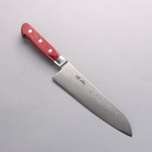  Seisuke VG10 33 Layer Mirrored Finish Damascus Santoku 180mm Red Pakka wood Handle - Japanny - Best Japanese Knife