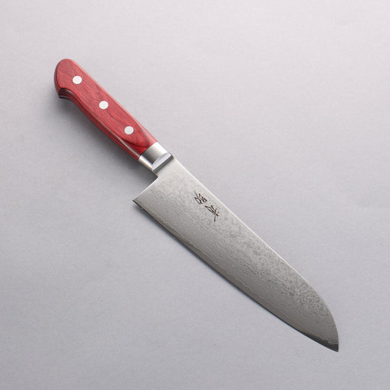 Seisuke VG10 33 Layer Mirrored Finish Damascus Santoku 180mm Red Pakka wood Handle - Japanny - Best Japanese Knife