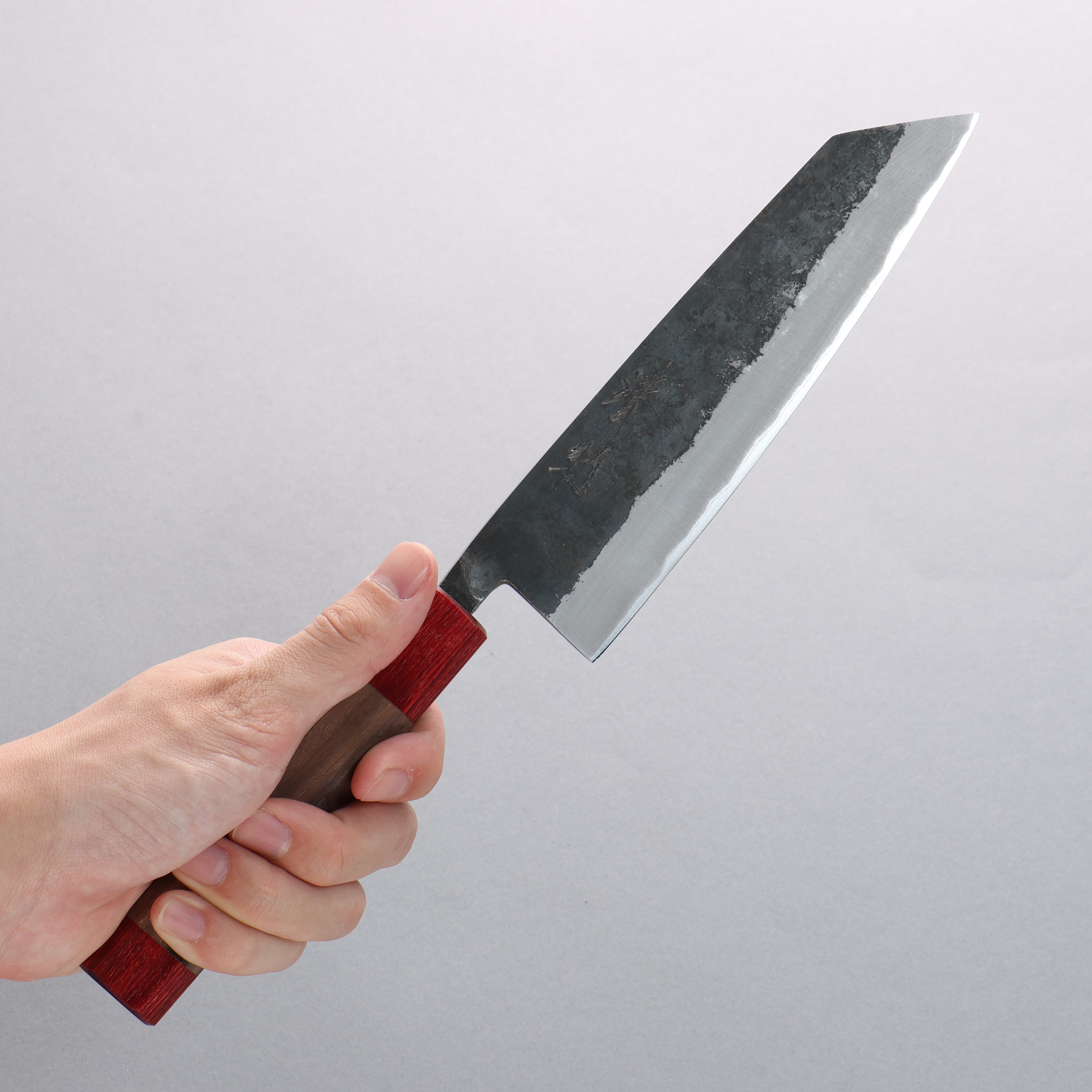 Seisuke Kurumi Blue Steel Kurouchi Bunka 180mm Walnut (With Double Red Pakka wood) Handle - Japanny - Best Japanese Knife