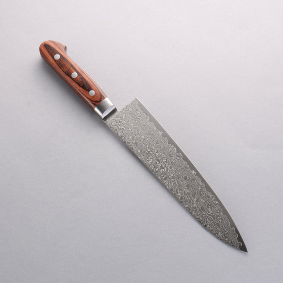 Seisuke Mokusei ZA-18 Mirrored Finish Damascus Gyuto 210mm Brown Pakka wood Handle - Japanny - Best Japanese Knife