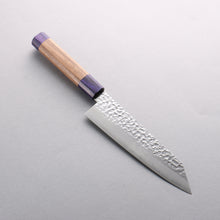  Seisuke Silver Steel No.3 Hammered Bunka 180mm Walnut (With Double Blue Pakka wood) Handle - Japanny - Best Japanese Knife