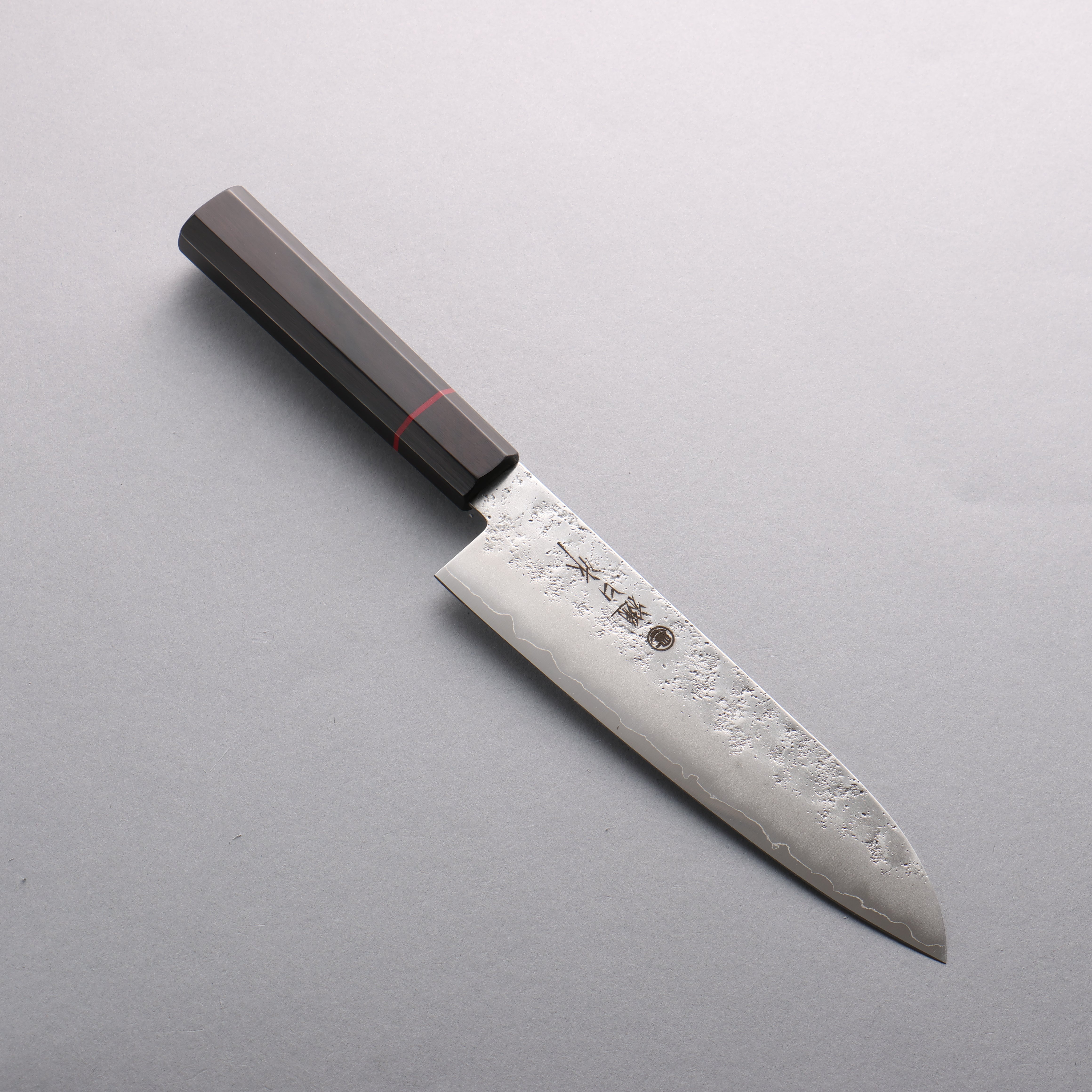 Higuchi Silver Steel No.3 Nashiji Santoku 180mm Black Pakka wood Handle - Japanny - Best Japanese Knife