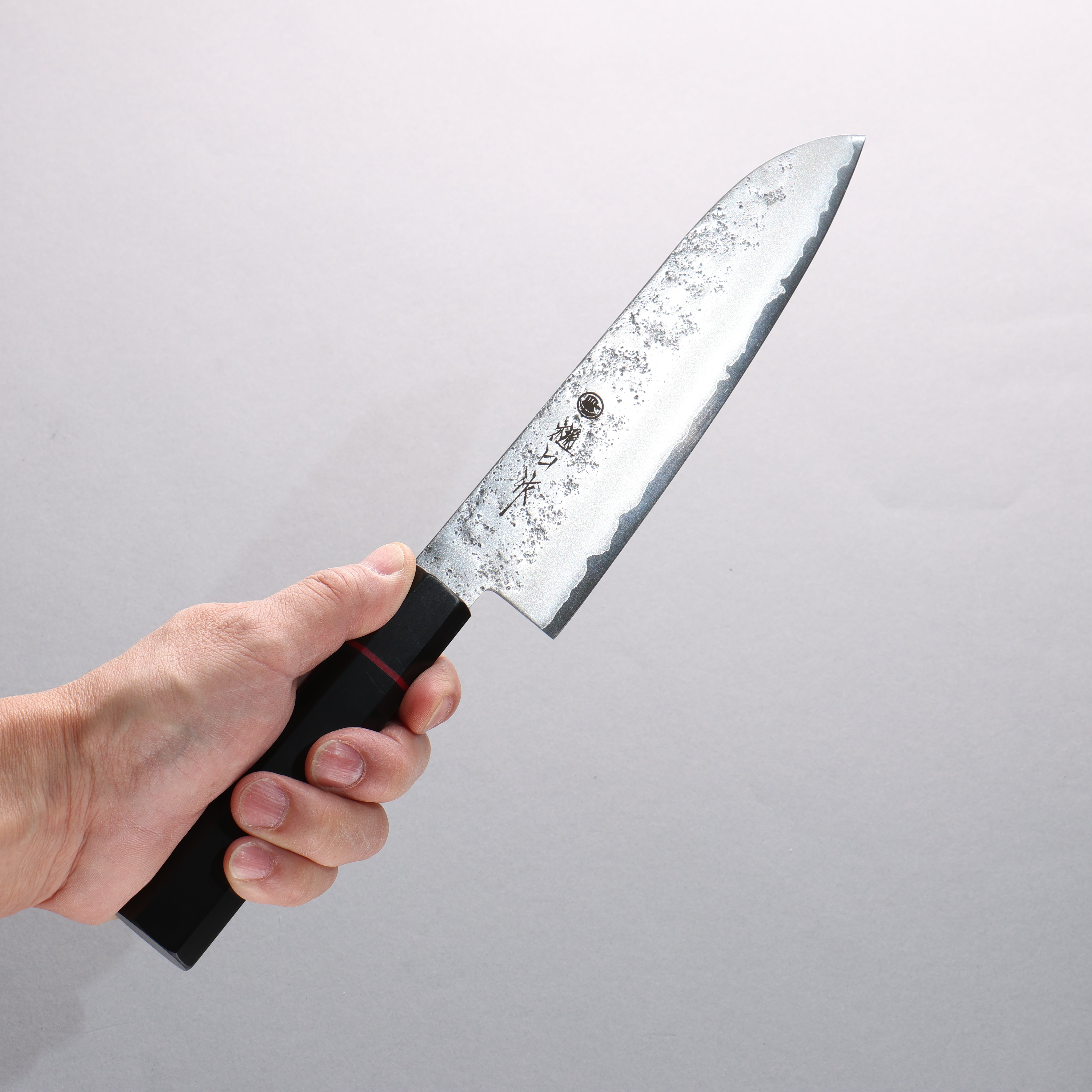 Higuchi Silver Steel No.3 Nashiji Santoku 180mm Black Pakka wood Handle - Japanny - Best Japanese Knife