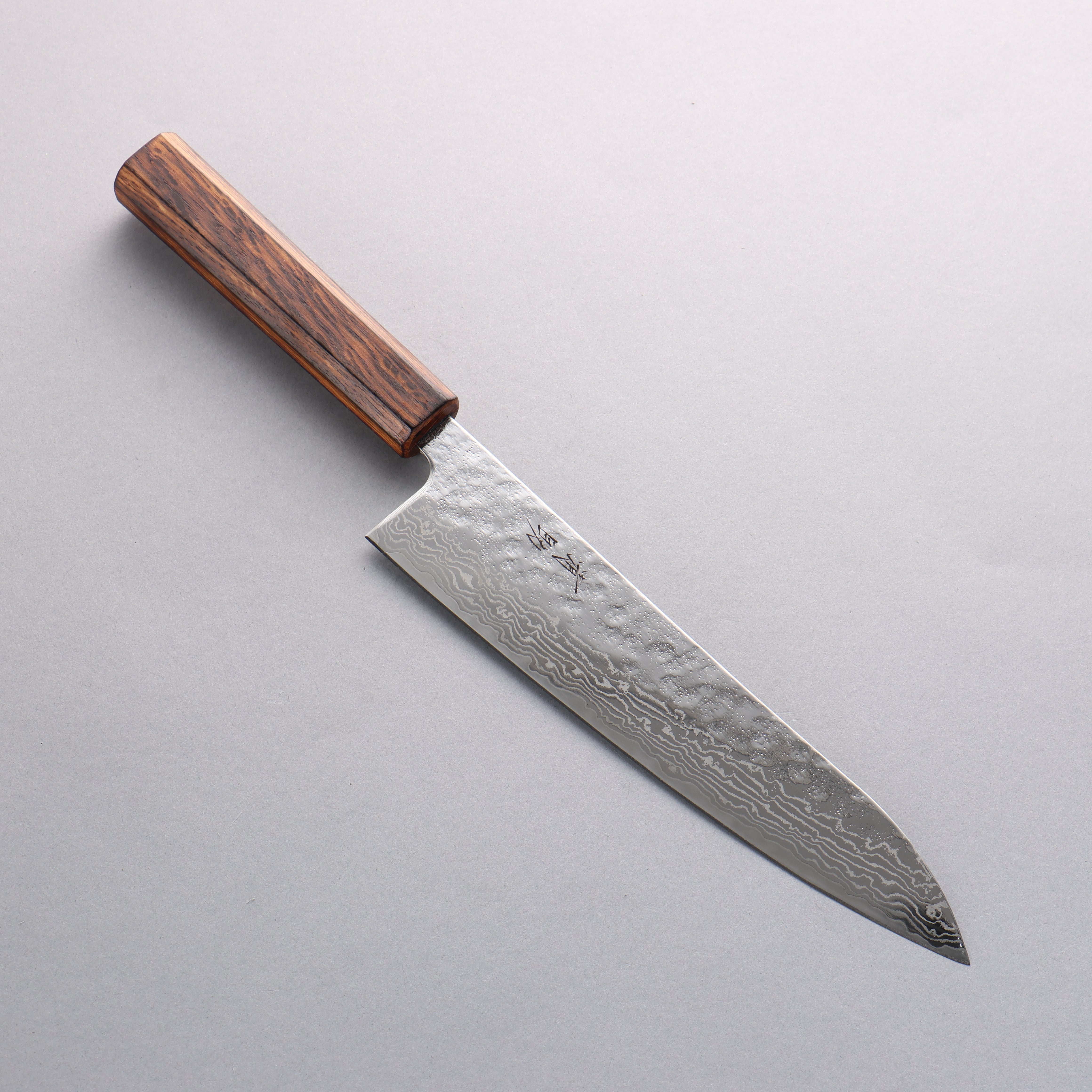 Seisuke Stainless Steel 440C Hammered Damascus Migaki Finished Gyuto 210mm Oak Handle - Japanny - Best Japanese Knife