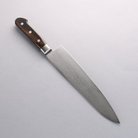 Seisuke VG10 33 Layer Mirrored Finish Damascus Gyuto  240mm Brown Pakka wood Handle