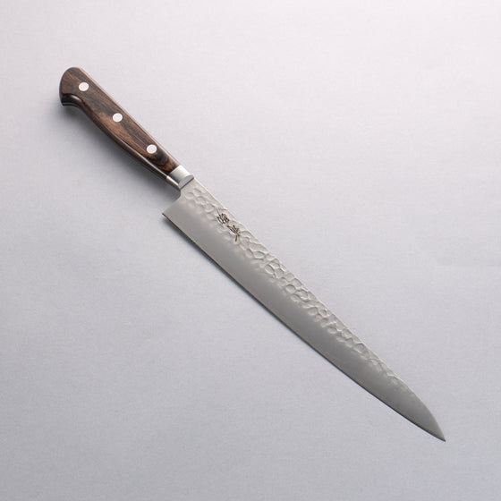 Seisuke AUS8 Hammered Sujihiki 240mm with Brown Pakka wood Handle - Japanny - Best Japanese Knife