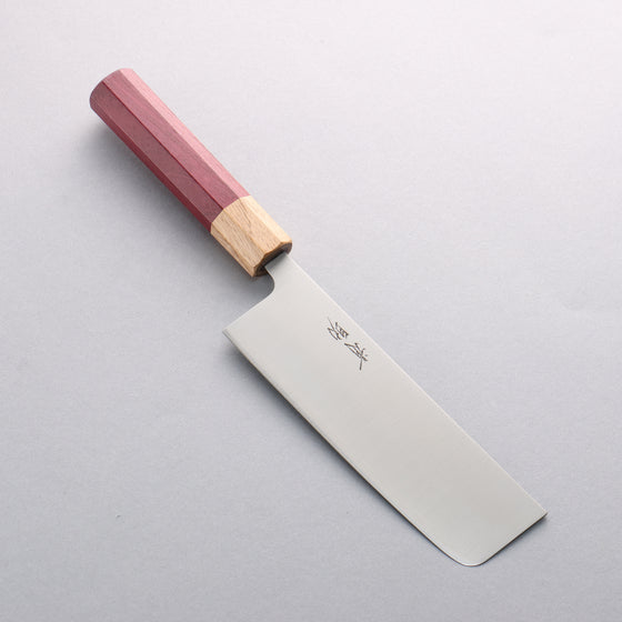 Seisuke Stainless Steel 440C Nakiri 165mm Purpleheart (Ferrule: Oak) Handle - Japanny - Best Japanese Knife