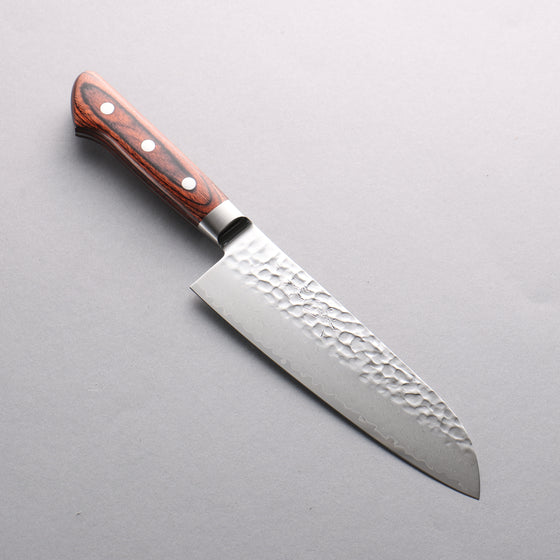 Seisuke VG10 33 Layer Hammered Damascus Santoku 170mm Mahogany Handle - Japanny - Best Japanese Knife