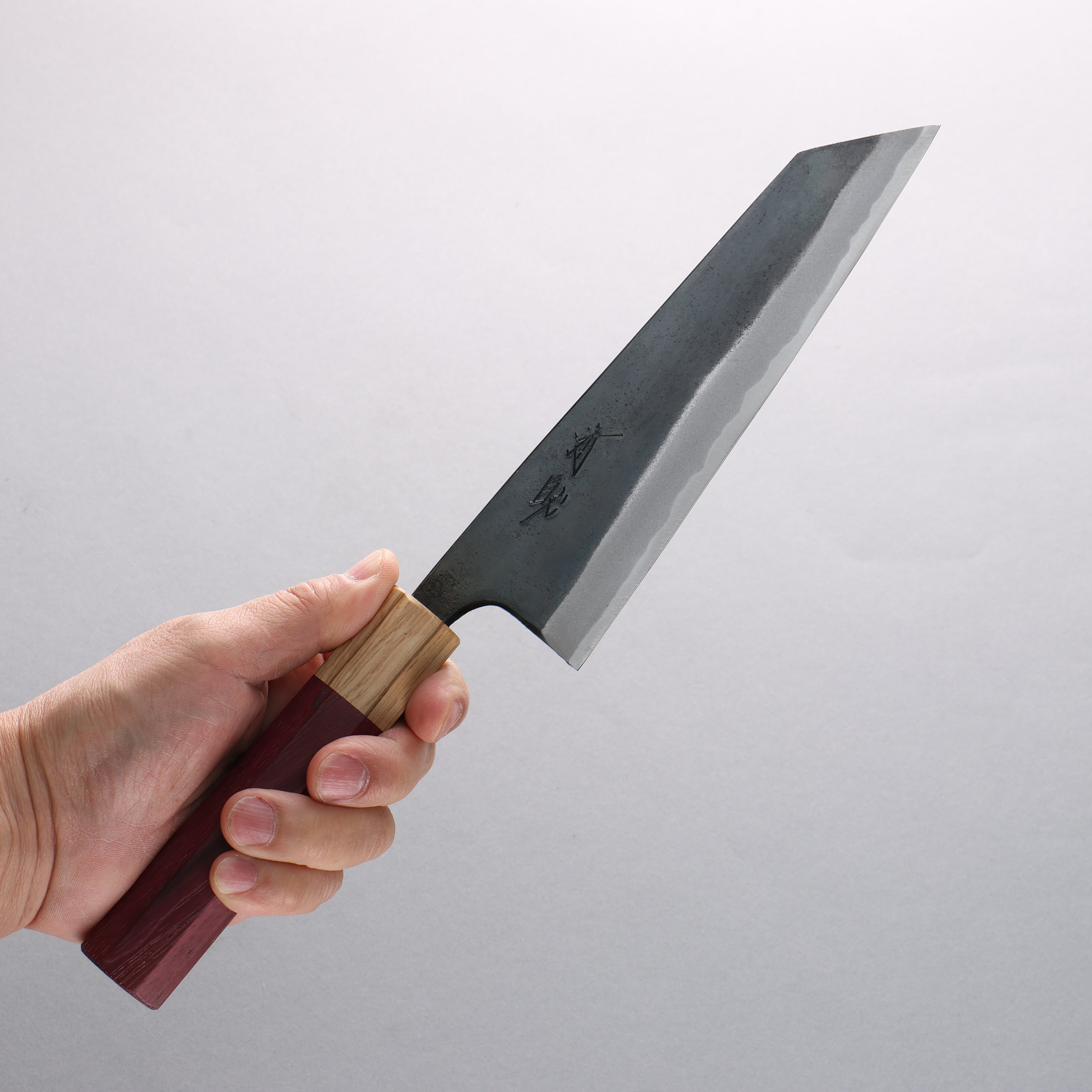 Seisuke Blue Super Black Finished Bunka 180mm Purpleheart (Ferrule: Oak) Handle - Japanny - Best Japanese Knife