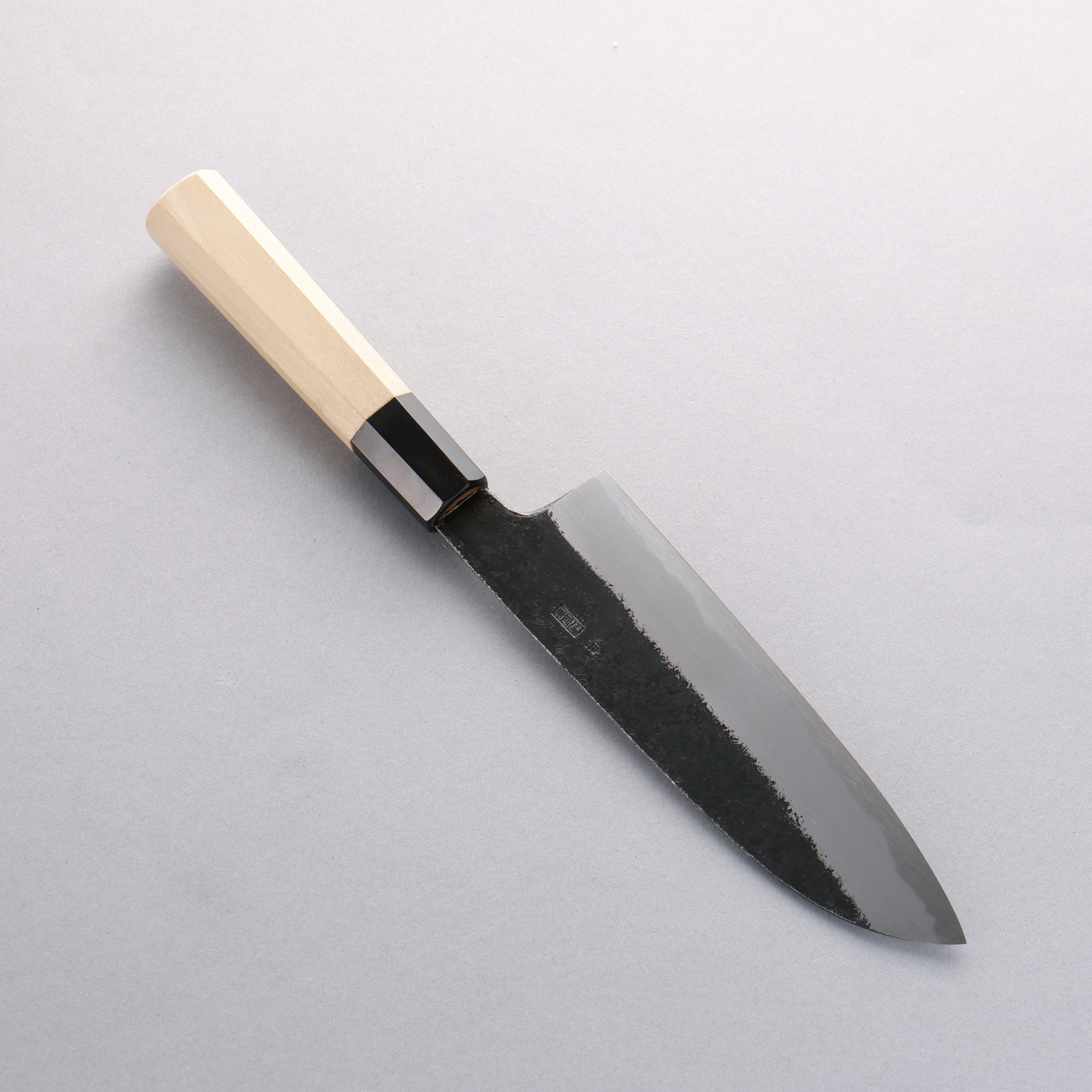 Kikuzuki White Steel No.2 Black Finished Santoku 180mm Magnolia Handle - Japanny - Best Japanese Knife