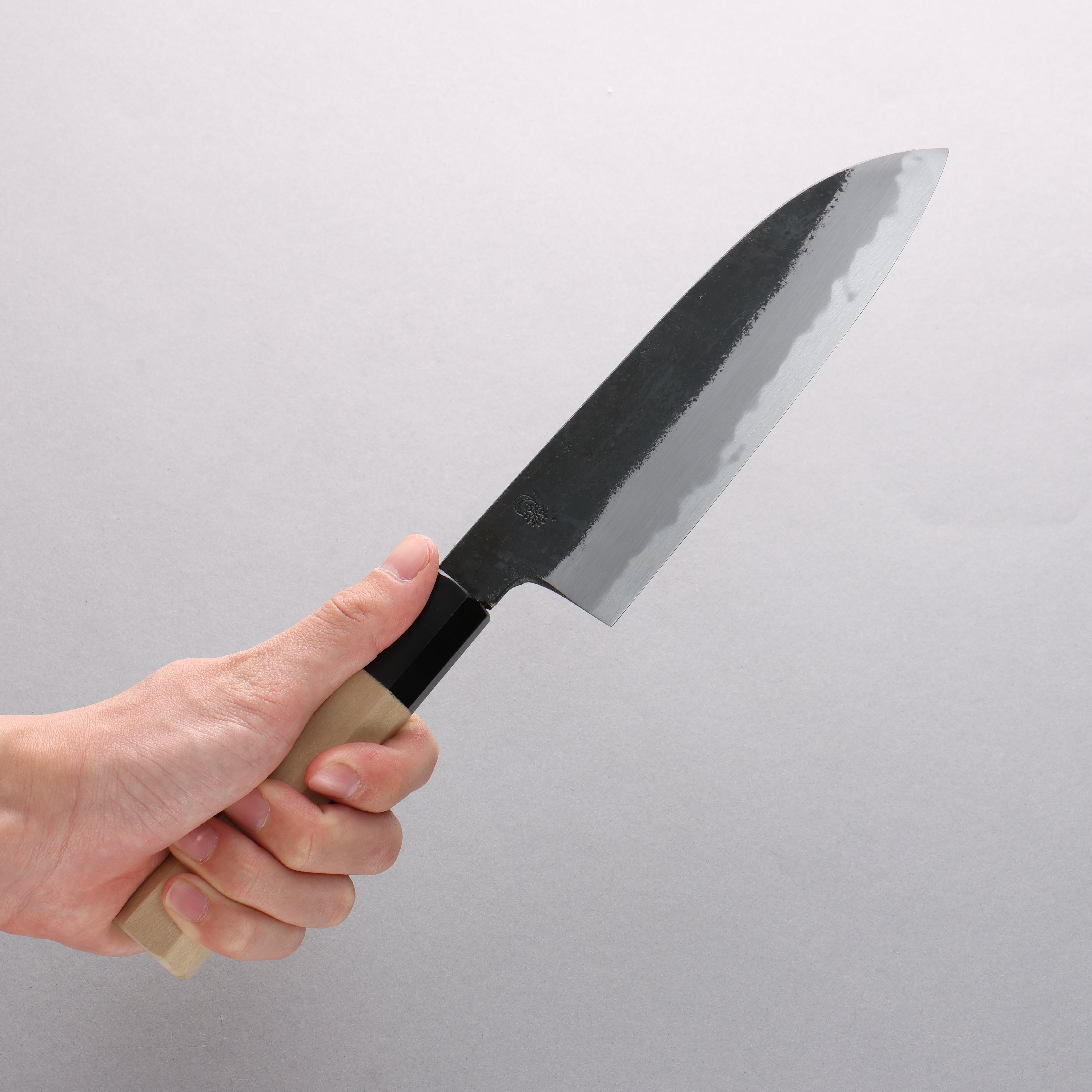 Kikuzuki White Steel No.2 Black Finished Santoku 180mm Magnolia Handle - Japanny - Best Japanese Knife