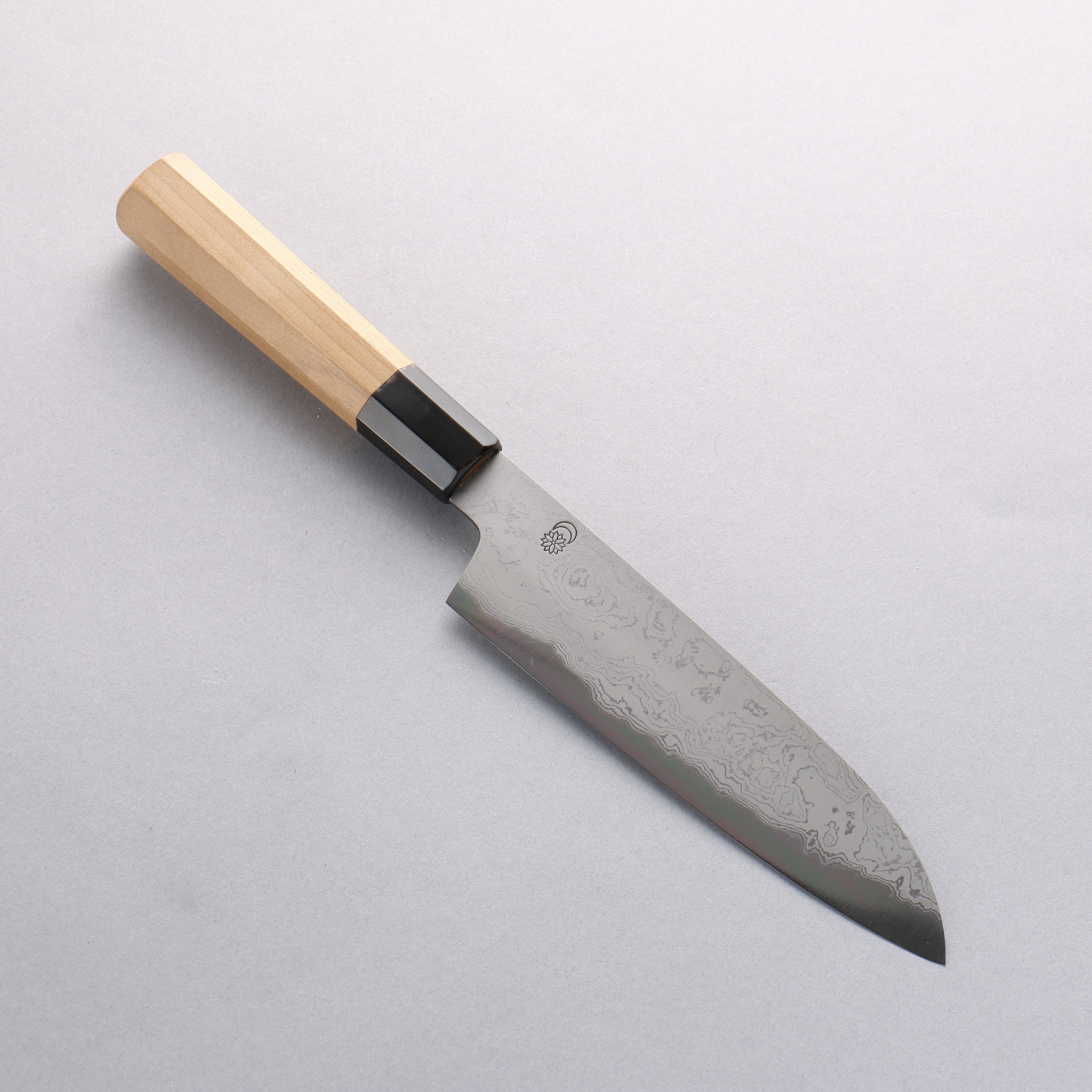 Kikuzuki Blue Steel No.1 Damascus Santoku 180mm Magnolia Handle - Japanny - Best Japanese Knife